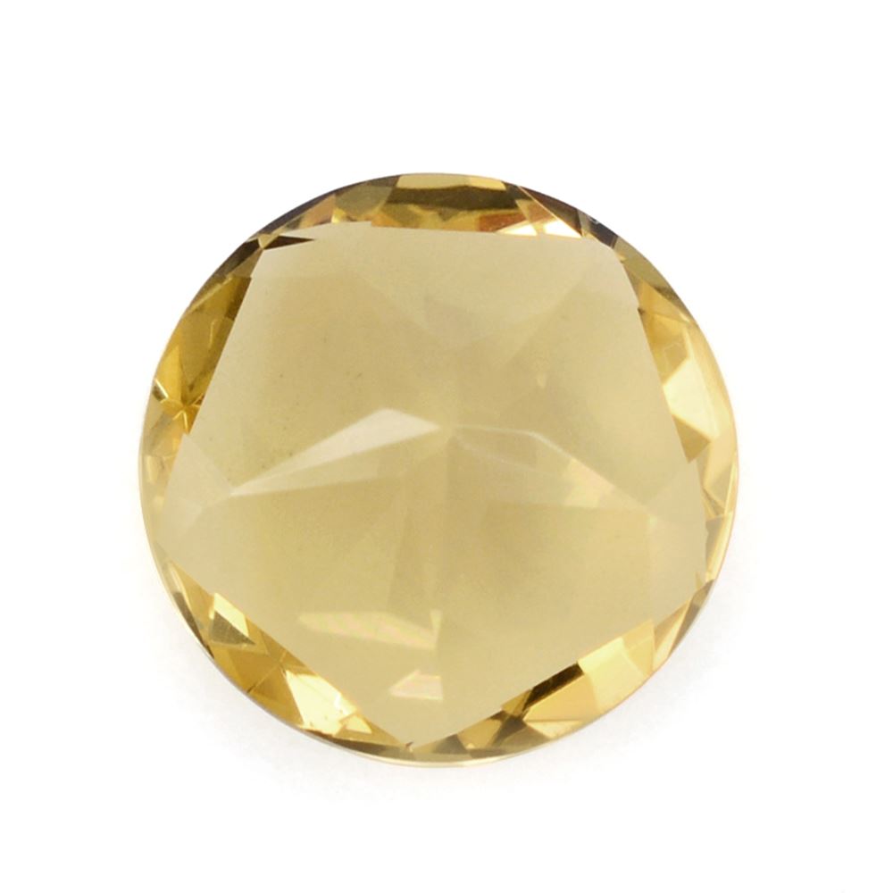 YELLOW CITRINE PENTAGON ROUND WITH STAR CUT BACK (DES#43) YELLOW 12MM 5.59 Cts.