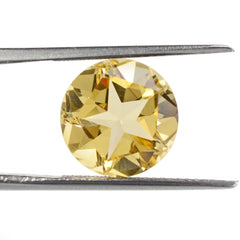 YELLOW CITRINE PENTAGON ROUND WITH STAR CUT BACK (DES#43) YELLOW 12MM 5.59 Cts.