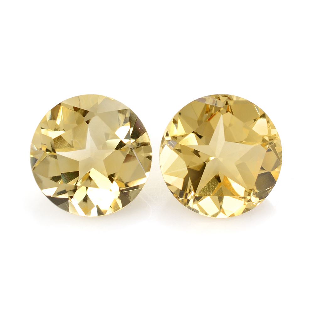 YELLOW CITRINE PENTAGON ROUND WITH STAR CUT BACK (DES#43) YELLOW 12MM 5.59 Cts.