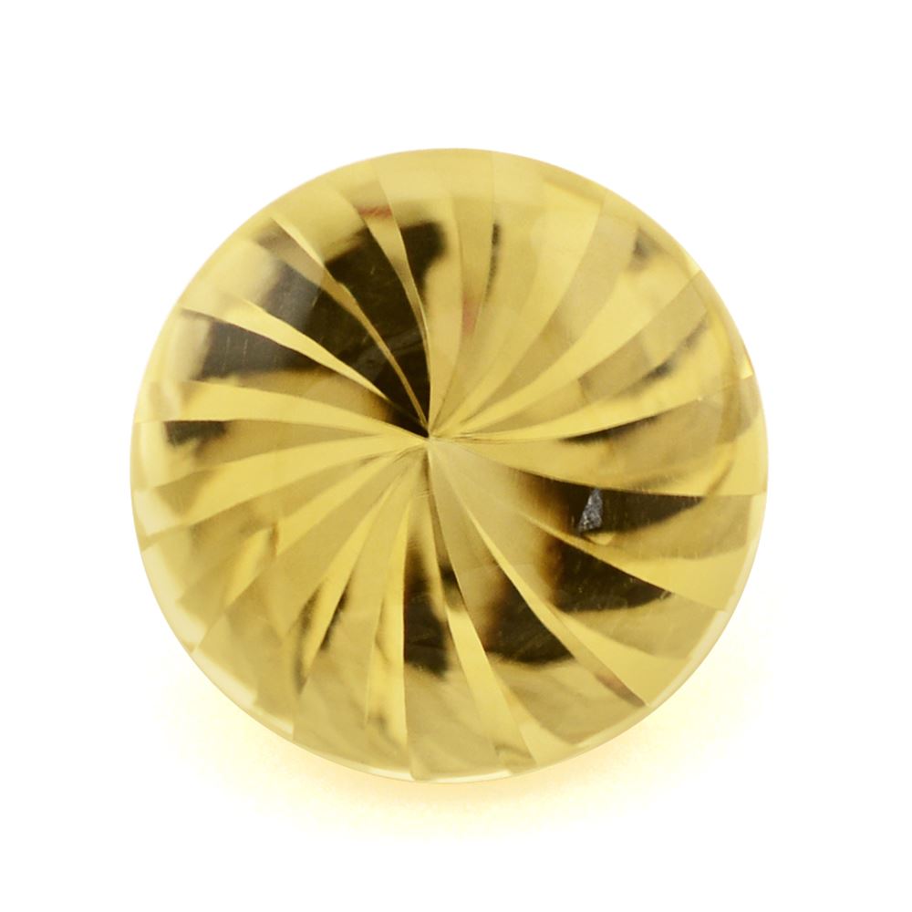 YELLOW CITRINE BUFFTOP ROUND WITH TWISTED CONCAVE (DES#31) 15MM 10.96 Cts.