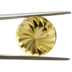 YELLOW CITRINE BUFFTOP ROUND WITH TWISTED CONCAVE (DES#31) 15MM 10.96 Cts.