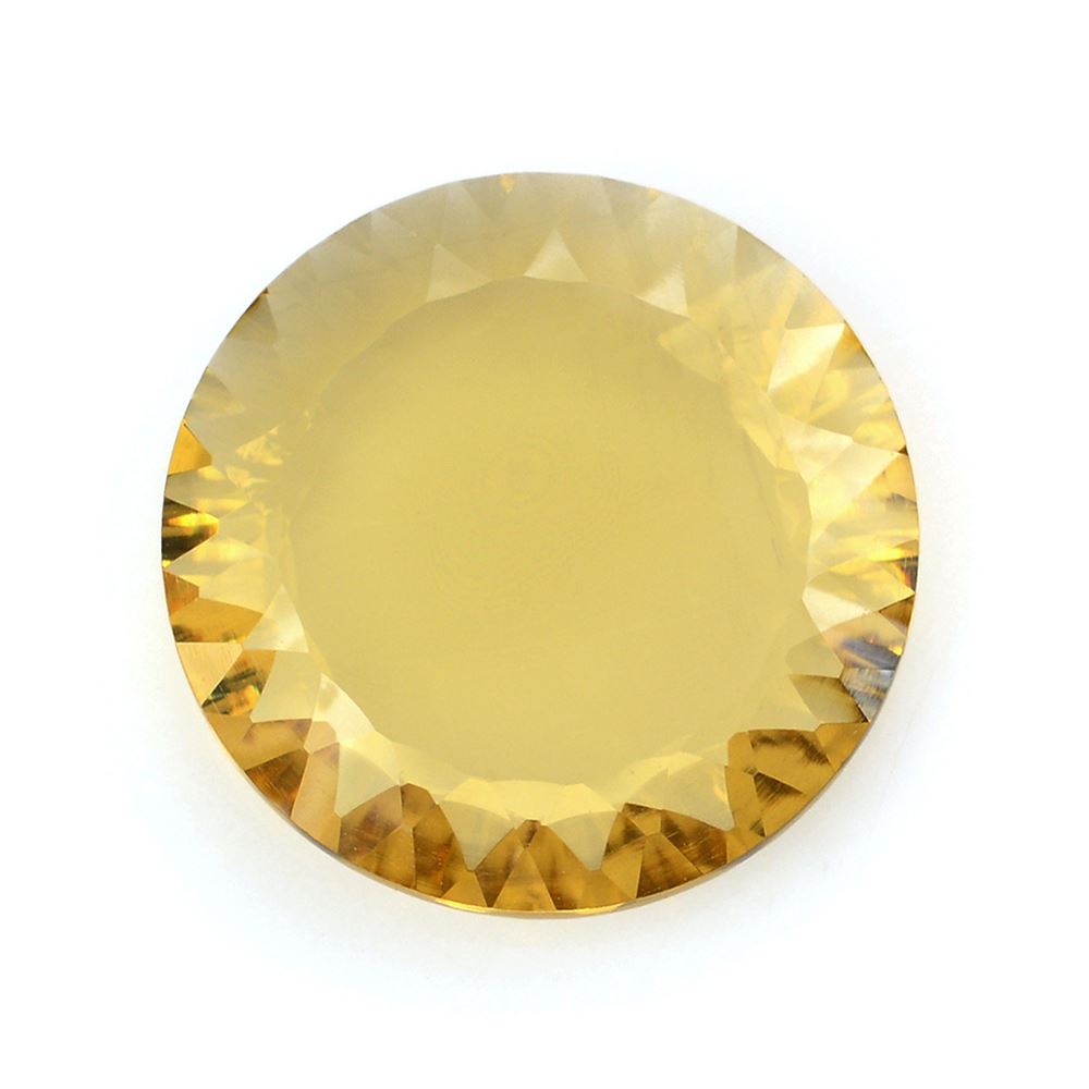 CITRINE CONCAVE ROUND FLAT COIN (GOLDEN)   15MM 6.35 Cts.