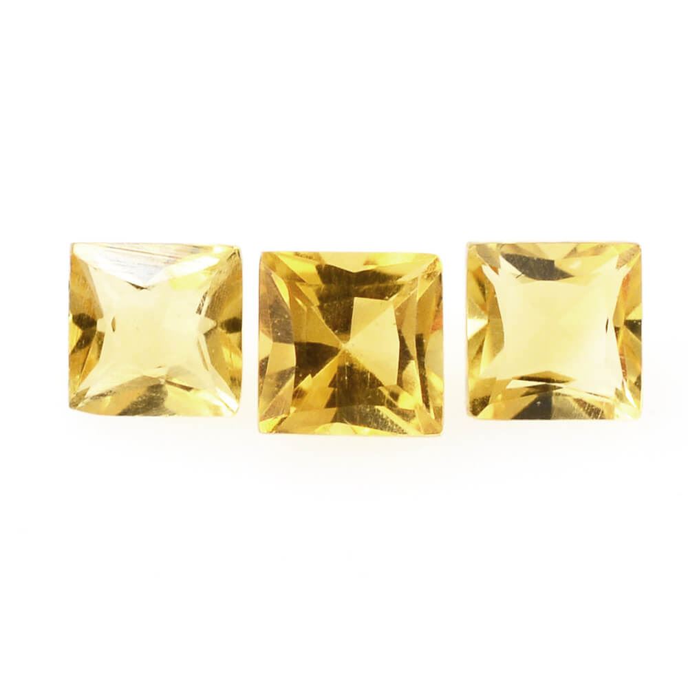 YELLOW CITRINE PRINCESS CUT SQUARE C 3MM 0.14 Cts.