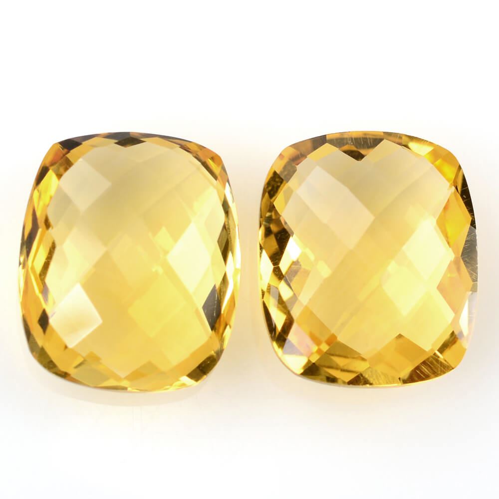 GOLDEN CITRINE GOLDEN BRIOLETTE CUSHION 14X12MM 7.08 Cts.