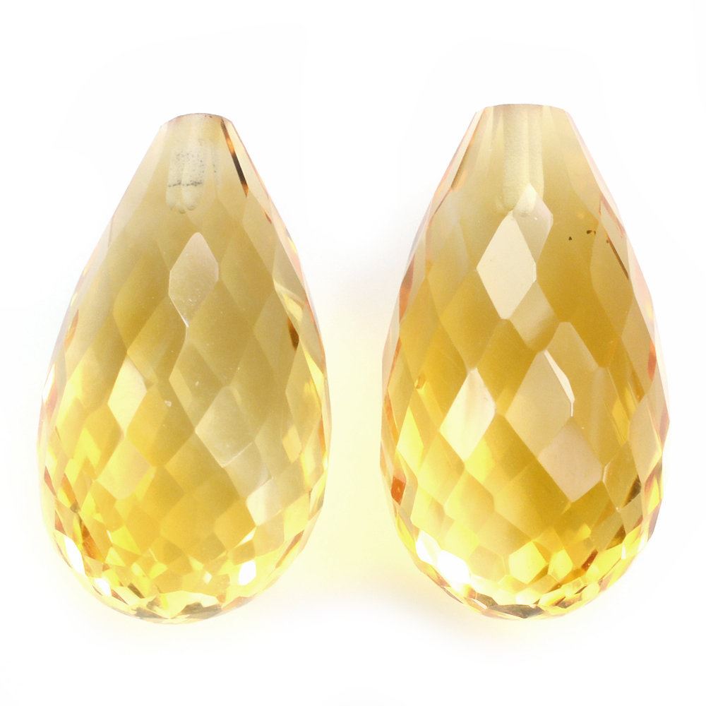 CITRINE GOLDEN FACETED DROPS (HALF DRILL 0.80MM) 18X10MM 12.05 Cts.