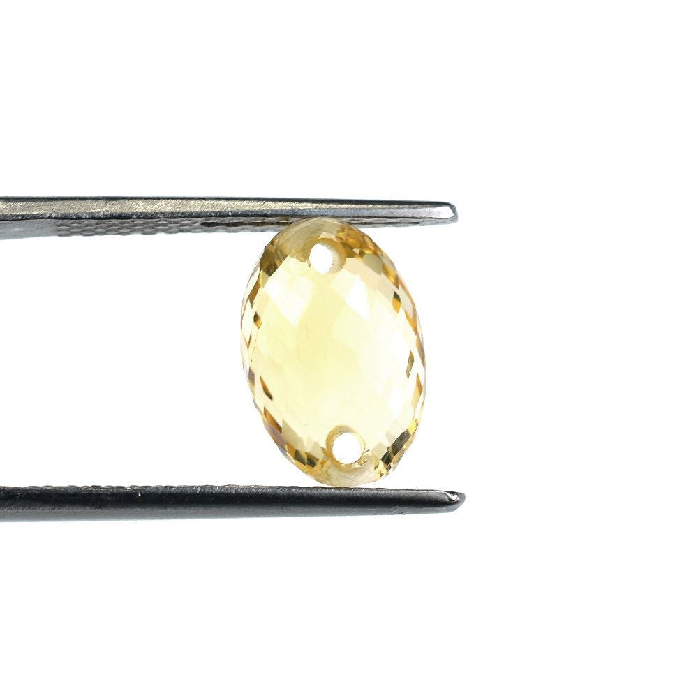 YELLOW CITRINE FACETED OVAL (FULL DRILL TWO) (C3) 12X8MM 5.20 Cts.