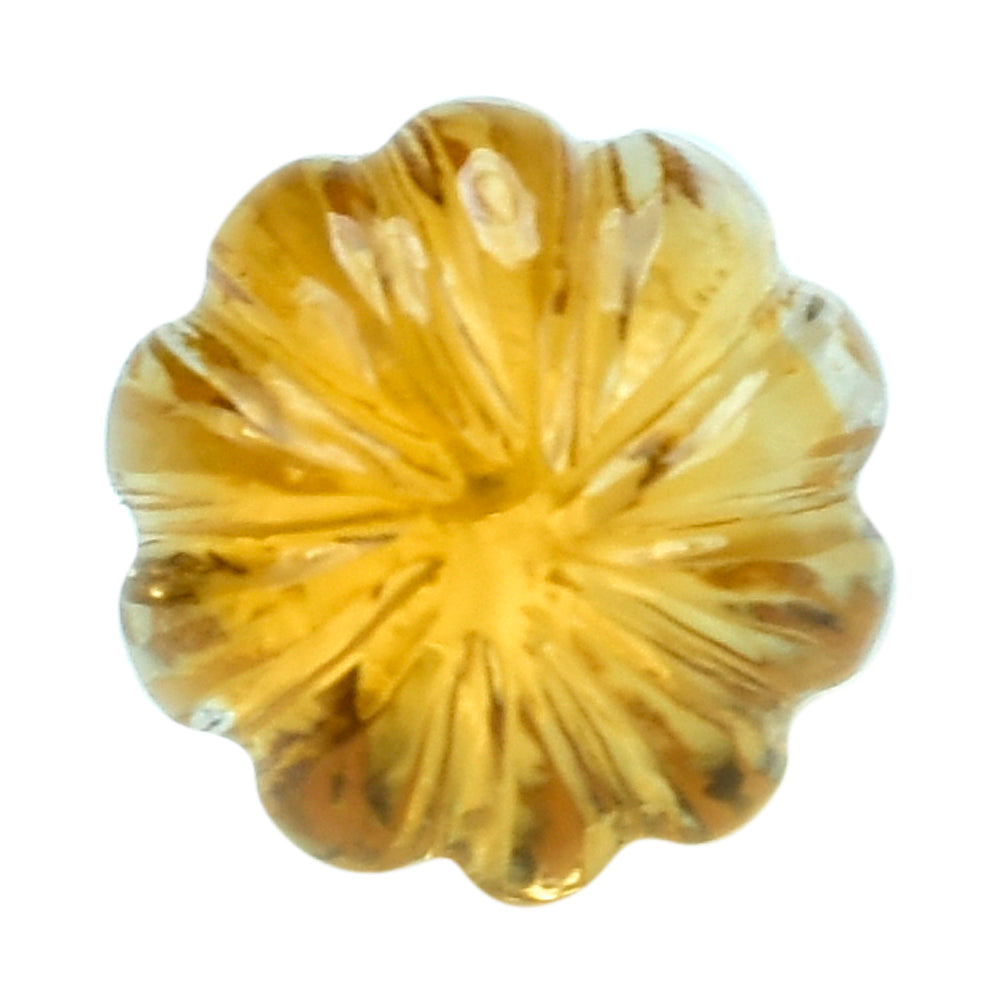 CITRINE (GOLDEN) CARVED MELON BALLS (DES#70) (HALF DRILL) (C-1) 10MM 7.00 Cts.