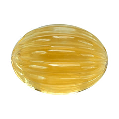 CITRINE (GOLDEN) WATER MELON CARVED OVAL CABS (DES#11) (HALF DRILL) (C-2) 14X10MM 7.90 Cts.