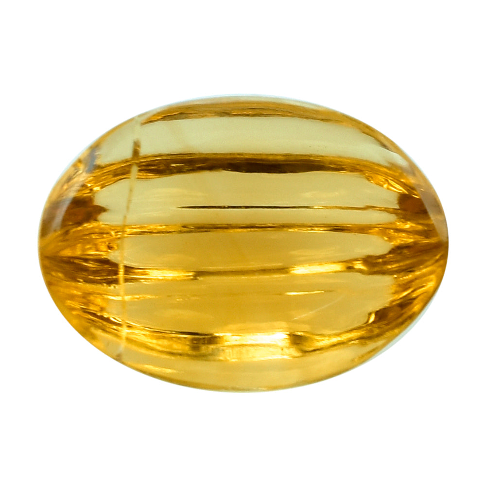 CITRINE (GOLDEN) WATER MELON CARVED OVAL CABS (DES#11) (HALF DRILL) (C-2) 14X10MM 7.90 Cts.