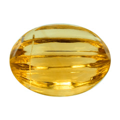 CITRINE (GOLDEN) WATER MELON CARVED OVAL CABS (DES#11) (HALF DRILL) (C-2) 14X10MM 7.90 Cts.