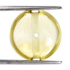 YELLOW CITRINE LENTIL ROUND WITH CARVED BELT (DES#25) C-3) (FULL DRILL) 15MM 9.65 Cts.