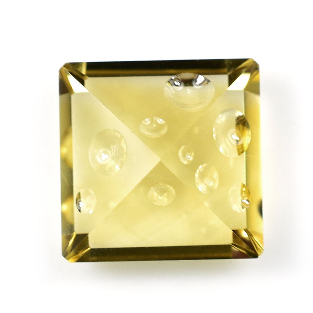 YELLOW CITRINE SUPER BUBBLE SQUARE OCTAGON (DES#118) (C-3) 12MM 6.90 Cts.