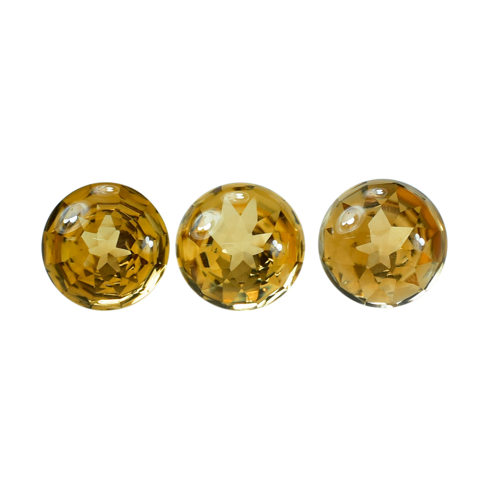 CITRINE (GOLDEN) CONCAVE STEP CUT BACK ROUND (DES#47) (C-2) 10MM 3.53 Cts.