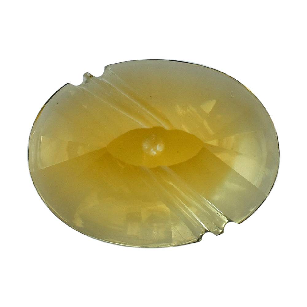 CITRINE (GOLDEN) FLAT BUFFTOP EVIL EYE OVAL (DES#112) (C-2) 20X15MM 15.23 Cts.