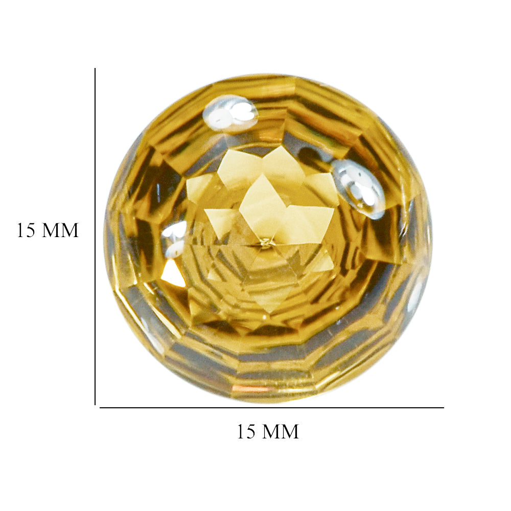 CITRINE (GOLDEN) BUFFTOP CONCAVE STEP CUT ROUND (DES#47) (C-1) 15MM 11.50 Cts.