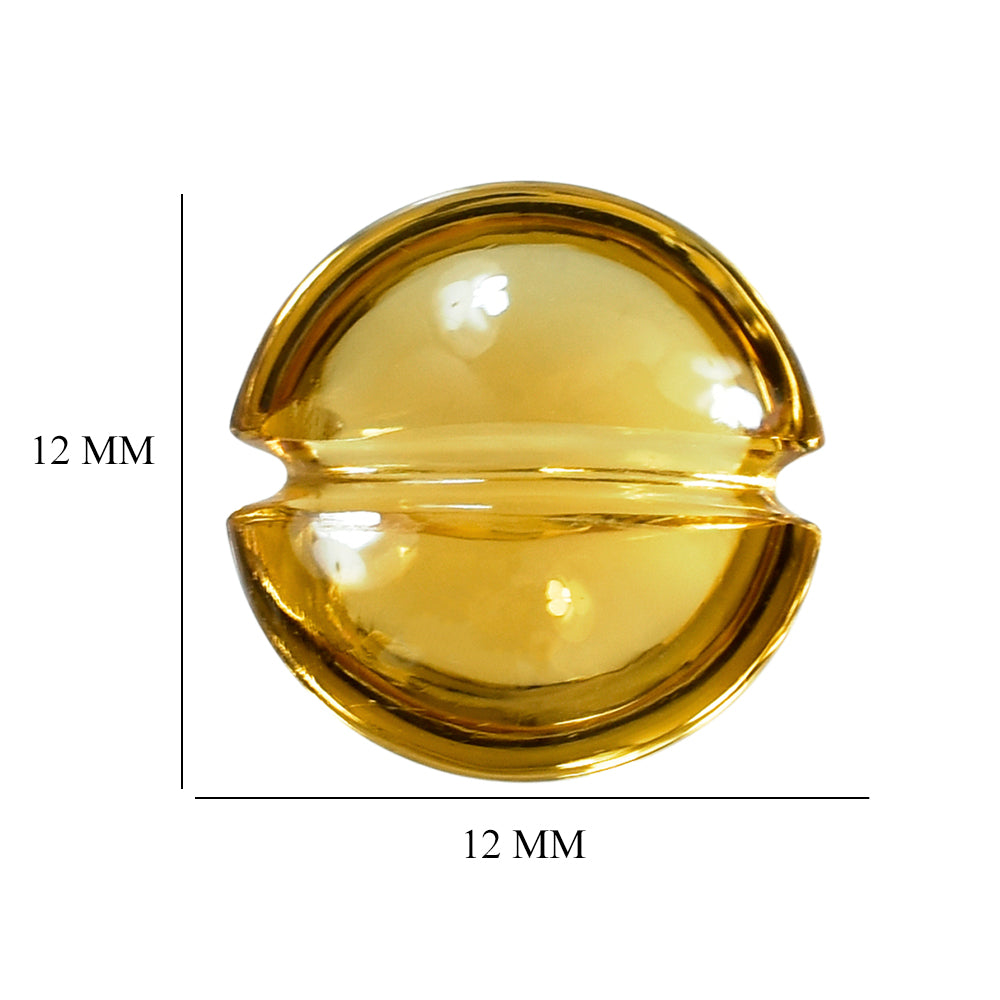 CITRINE (GOLDEN) LENTIL ROUND WITH CARVED BELT (DES#25) (C-2) 12MM 4.88 Cts.