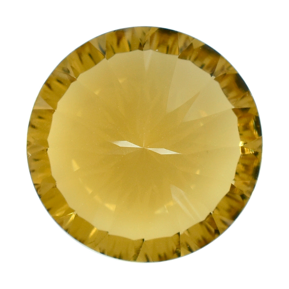 CITRINE (GOLDEN) CONCAVE CUT ROUND (DES#46) (C-2) 15MM 11.05 Cts.