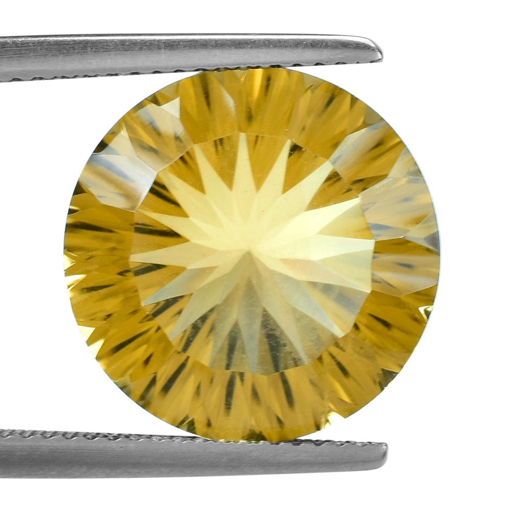 CITRINE (GOLDEN) CONCAVE CUT ROUND (DES#46) (C-2) 15MM 11.05 Cts.