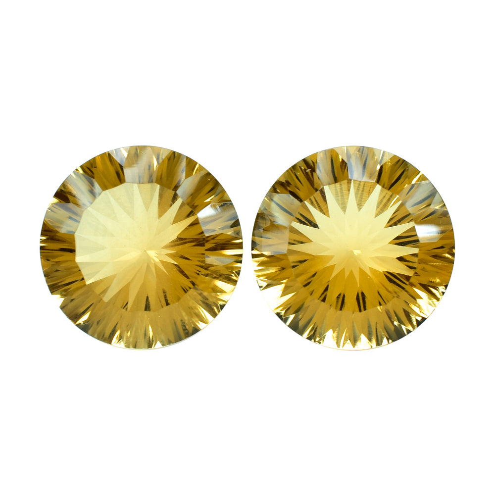 CITRINE (GOLDEN) CONCAVE CUT ROUND (DES#46) (C-2) 15MM 11.05 Cts.