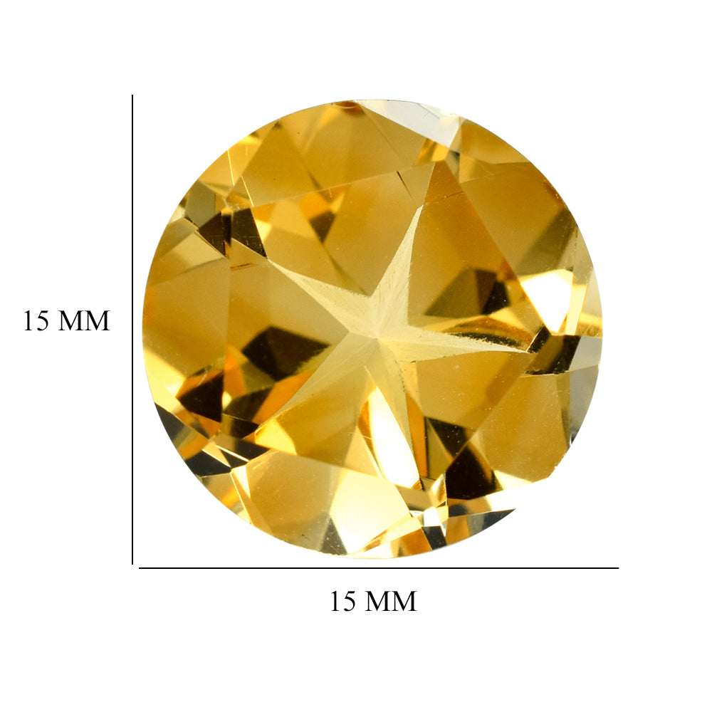 CITRINE (GOLDEN) PENTAGON ROUND WITH STAR CUT BACK (DES#44) C-2 15MM 10.78 Cts.