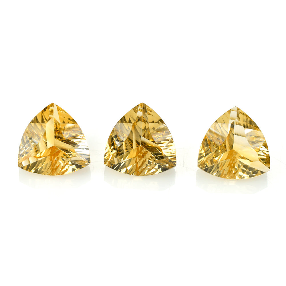 CITRINE (GOLDEN) LONG STEP CUT CONCAVE CUT TRILLION (DES#85) (C-2) 12MM 5.12 Cts.