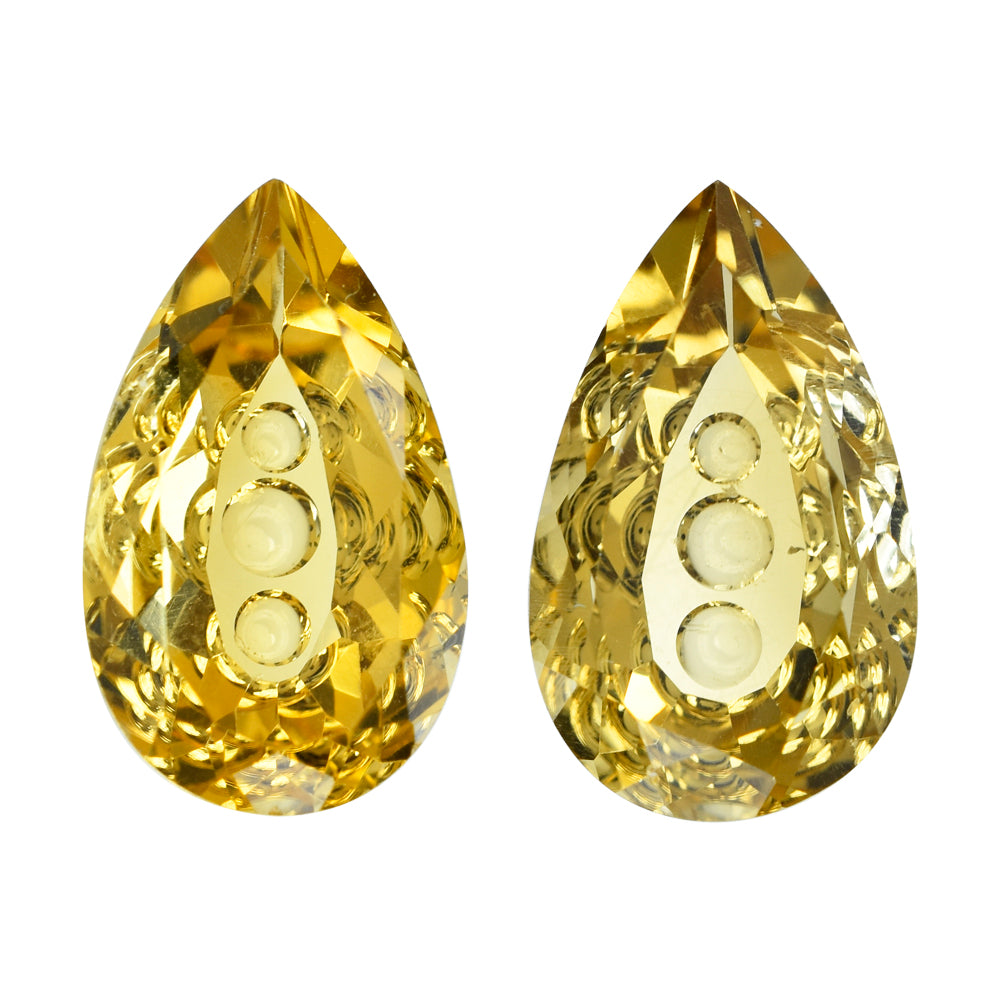 CITRINE (GOLDEN) (SUPER BUBBLE) PEAR (DES#123) (C-2) 20X12MM 10.75 Cts.