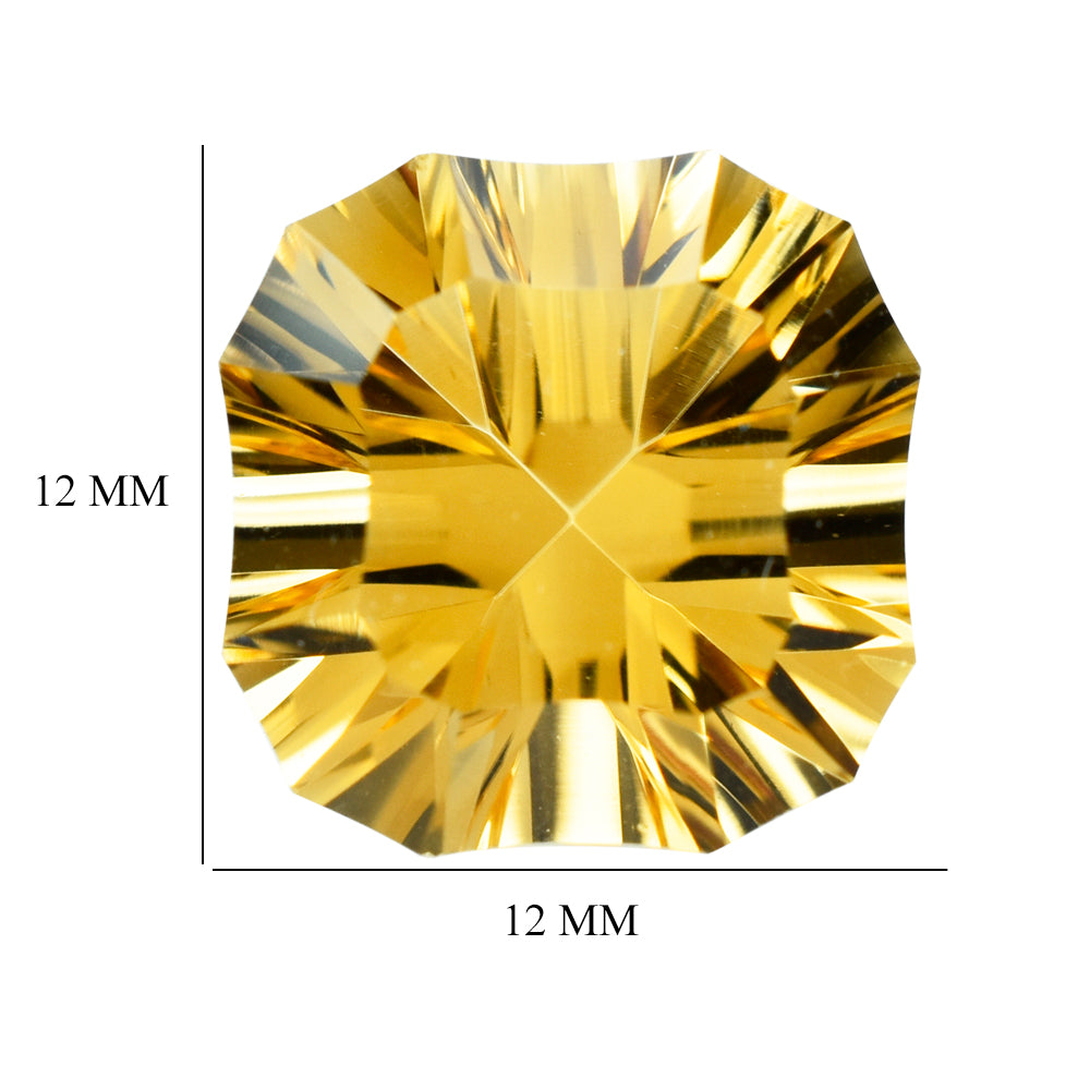 CITRINE (GOLDEN) CONCAVE CUT CUSHION (DES#22) (C-2) 12MM 7.00 Cts.