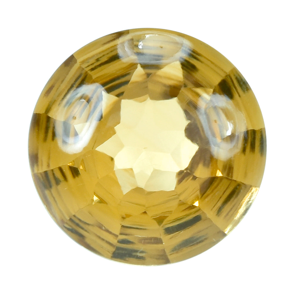 CITRINE (GOLDEN) BUFFTOP CONCAVE STEP CUT ROUND (DES#47) (C-2) 15MM 12.00 Cts.