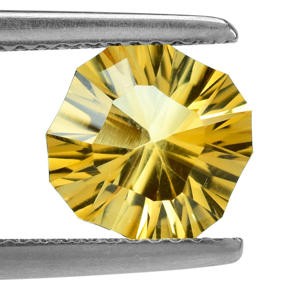 CITRINE (GOLDEN) CONCAVE NINETY CUT CUSHION (DES#22) (C-2) 8MM 1.86 Cts.