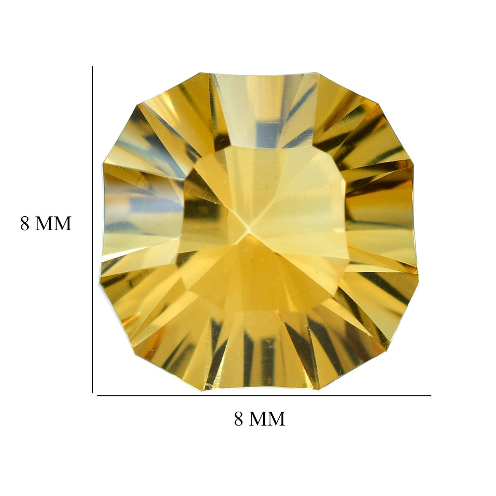 CITRINE (GOLDEN) CONCAVE NINETY CUT CUSHION (DES#22) (C-2) 8MM 1.86 Cts.