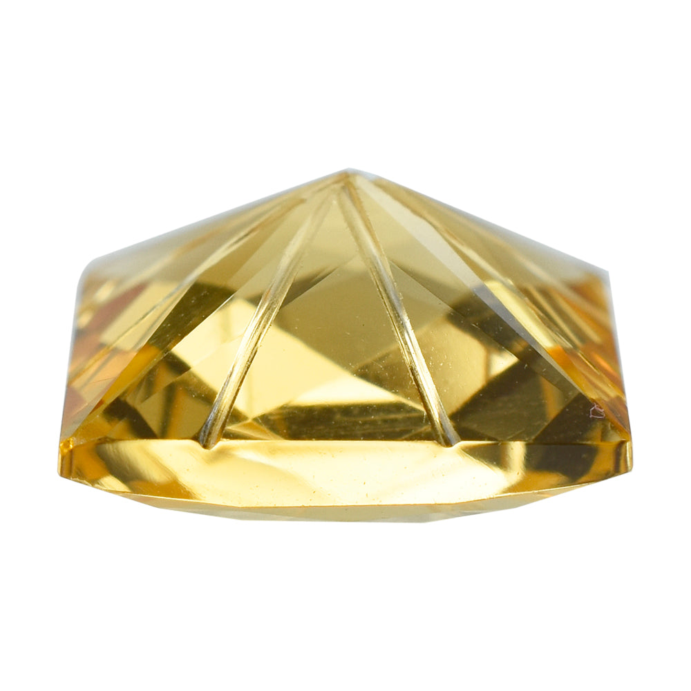 CITRINE (GOLDEN) CHECKER TOP PRINCESS BACK LAZER CUT SQUARE (DES#21) (C-2) 12MM 7.01 Cts.