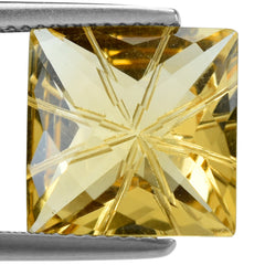 CITRINE (GOLDEN) CHECKER TOP PRINCESS BACK LAZER CUT SQUARE (DES#21) (C-2) 12MM 7.01 Cts.