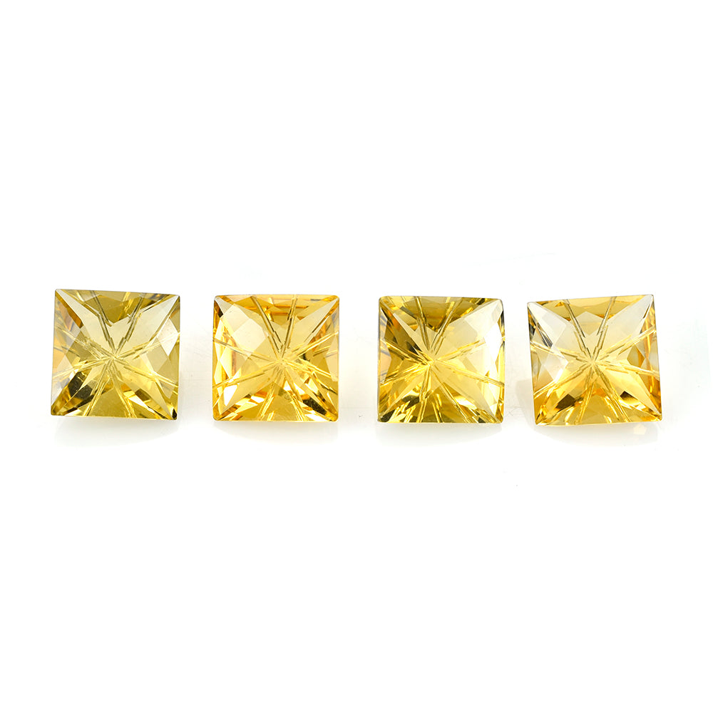 CITRINE (GOLDEN) CHECKER TOP PRINCESS BACK LAZER CUT SQUARE (DES#21) (C-2) 12MM 7.01 Cts.