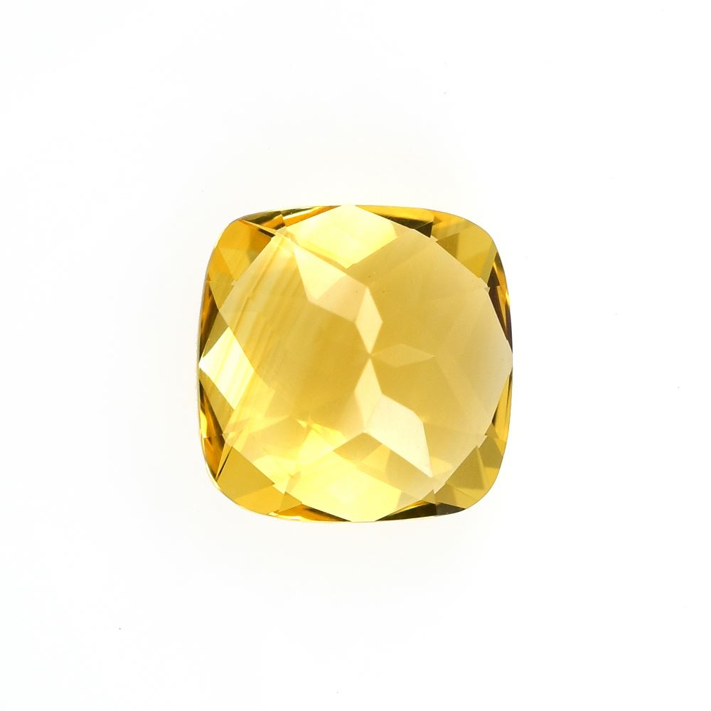 CITRINE GOLDEN CHECKER CUT CUSHION (C-2/CLEAN) 10.00X10.00 MM 3.60 Cts.