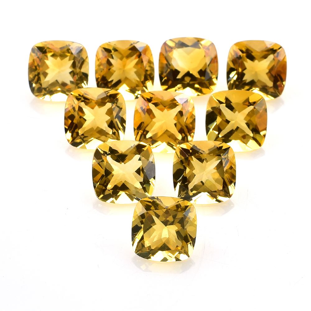 GOLDEN CITRINE CUT CUSHION (C-1) 10.00X10.00 MM 3.79 Cts.