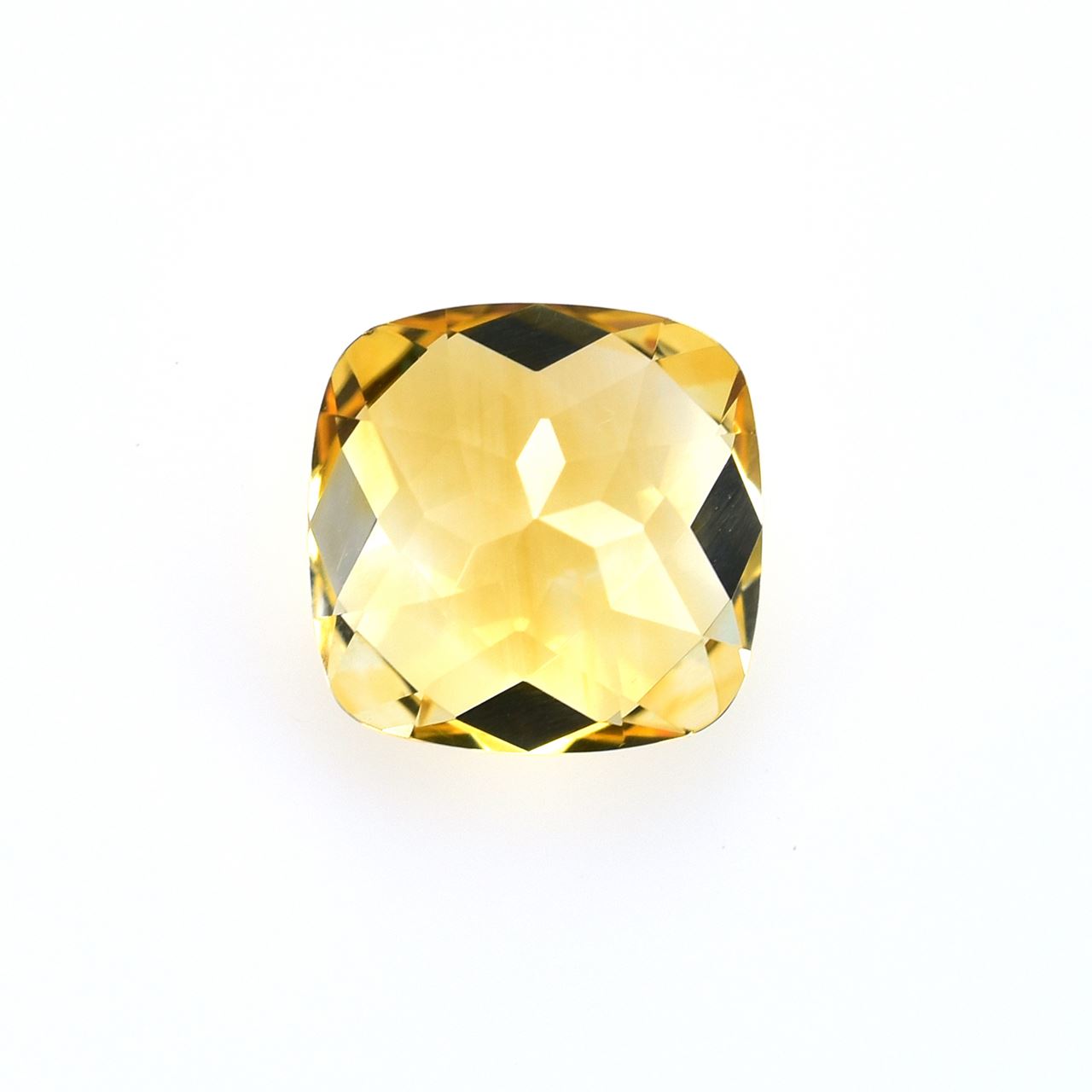 GOLDEN CITRINE CHECKER CUT CUSHION SRC (C-3)(CLEAN) 10.00X10.00 MM 3.86 Cts.