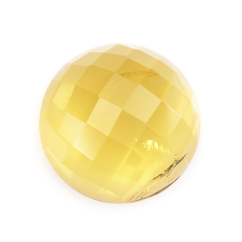 YELLOW CITRINE CHECKER ROUND CAB (SI) 14MM 10.36 Cts.