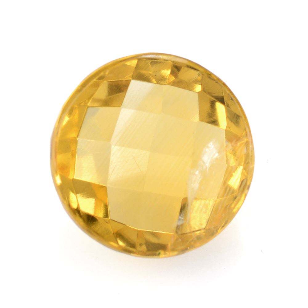 YELLOW CITRINE CHECKER ROUND CAB (SI) 14MM 10.36 Cts.