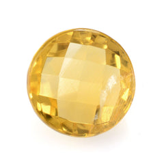 YELLOW CITRINE CHECKER ROUND CAB (SI) 14MM 10.36 Cts.