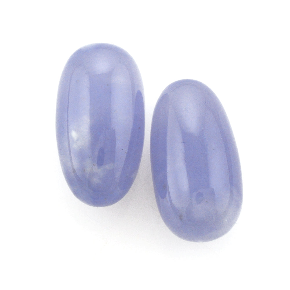 NATURAL AFRICAN BLUE CHALCEDONY PLAIN OLIVE 15X8MM7.49Cts.