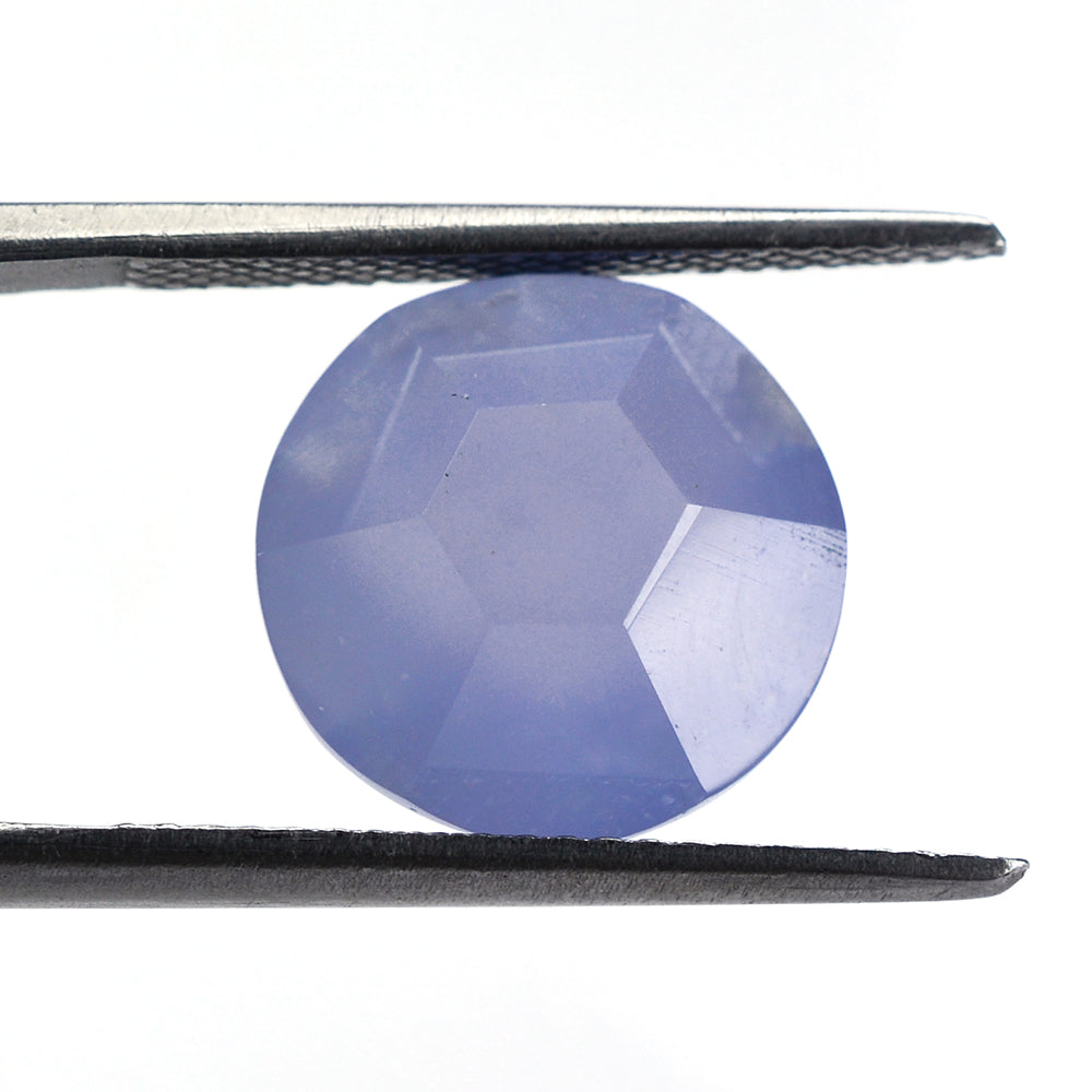 NATURAL AFRICAN BLUE CHALCEDONY SPECIAL CUT ROUND 15MM 11.48 Cts.