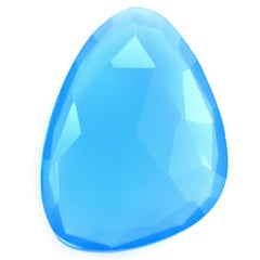 DYED BLUE CHALCEDONY (MEDIUM) ROSE CUT BRIOLETTE IRREGULAR PEARISH 20X14MM 7.80 Cts.