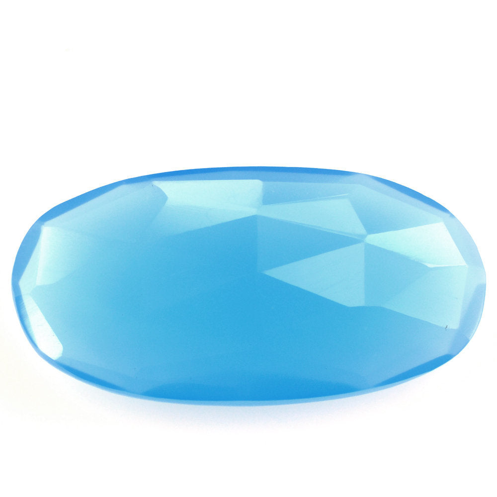 DYED BLUE CHALCEDONY (MEDIUM/CLEAN) ROSE CUT BRIOLETTE OVAL 20X10MM 6.11 Cts.