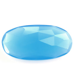 DYED BLUE CHALCEDONY (MEDIUM/CLEAN) ROSE CUT BRIOLETTE OVAL 20X10MM 6.11 Cts.