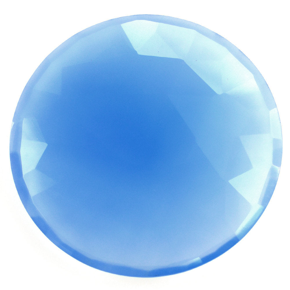 DYED BLUE CHALCEDONY (MEDIUM) ROSE CUT BRIOLETTE ROUND 40MM 62.90 Cts.