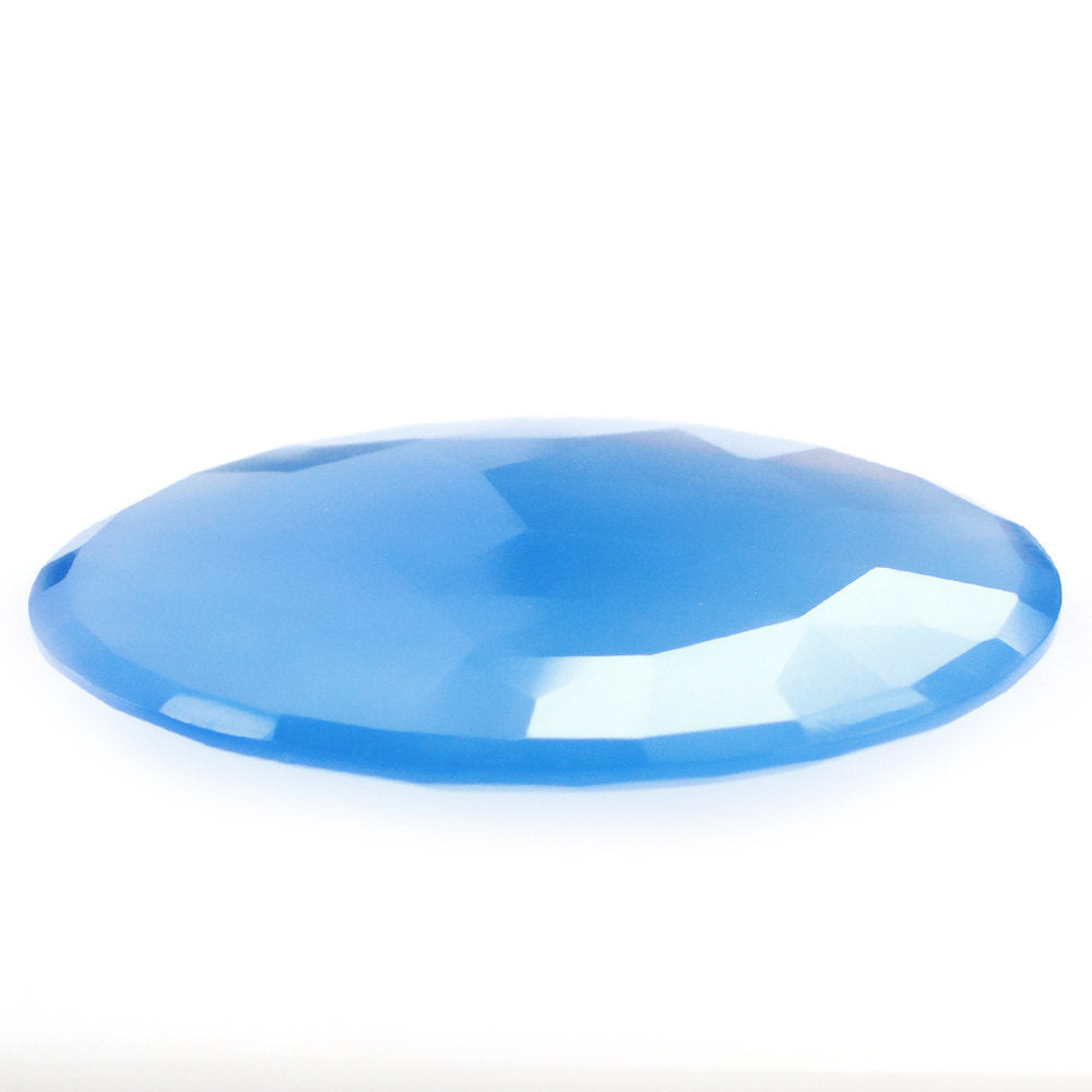 DYED BLUE CHALCEDONY (MEDIUM) ROSE CUT BRIOLETTE ROUND 40MM 62.90 Cts.