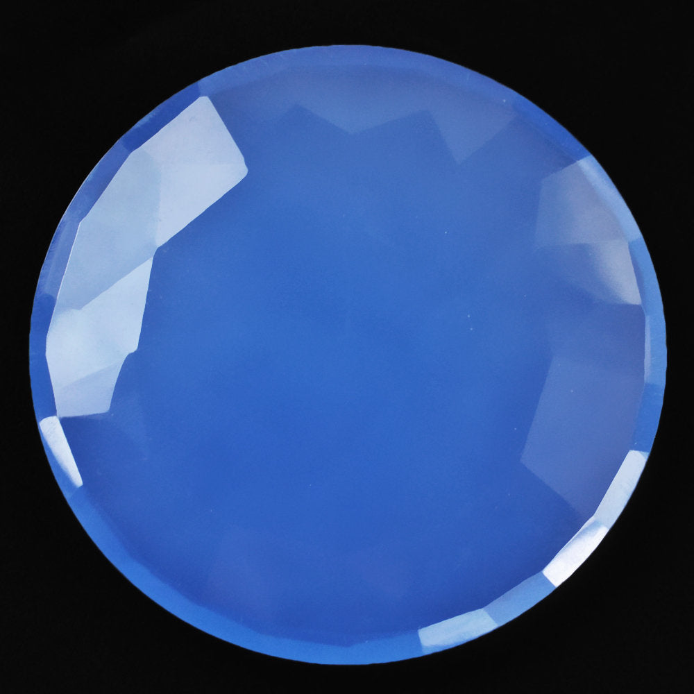 DYED BLUE CHALCEDONY (MEDIUM) ROSE CUT BRIOLETTE ROUND 40MM 62.90 Cts.