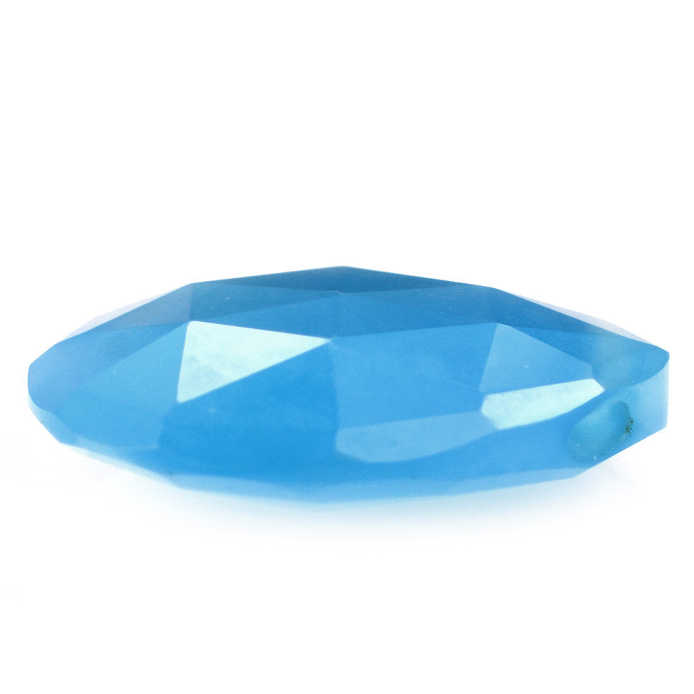 DYED BLUE CHALCEDONY (MEDIUM) ROSE CUT BRIOLETTE PEAR (FULL DRILL) 17MM 9.72 Cts.