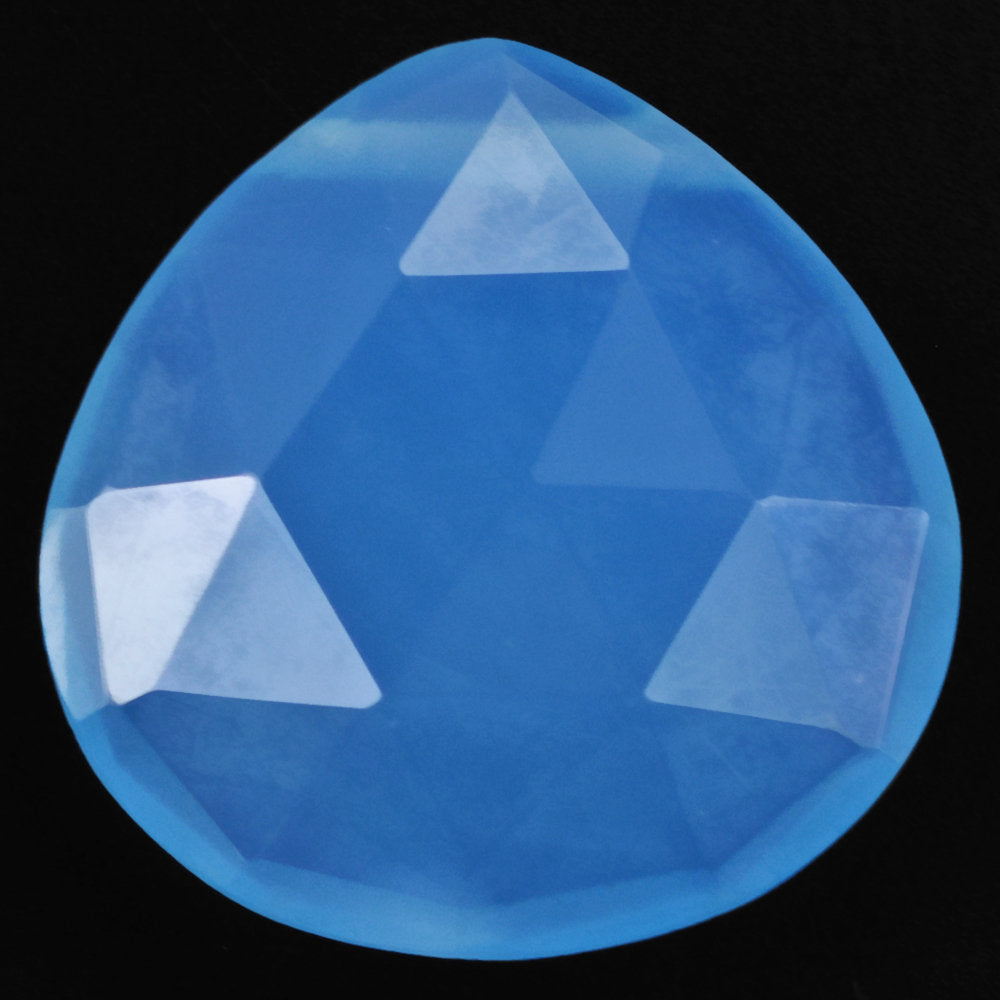 DYED BLUE CHALCEDONY (MEDIUM) ROSE CUT BRIOLETTE PEAR (FULL DRILL) 17MM 9.72 Cts.