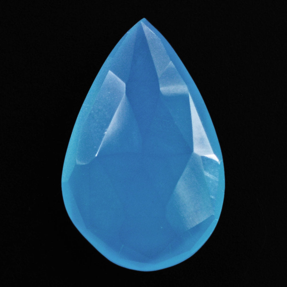 DYED BLUE CHALCEDONY (MEDIUM/CLEAN) ROSE CUT BRIOLETTE PEAR 14X9MM 2.88 Cts.